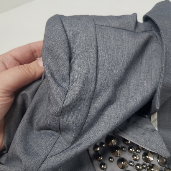 P.Luca Milano Gray Studded Suit Blazer Jacket - Picture 10 of 13